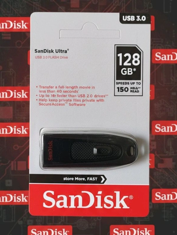 anDisk Ultra 128GB, USB 3.0, Flash Drive, Upto 130MB/s R, Pendrive, Black, 1Y Warranty (SDCZ48-128G-I35)