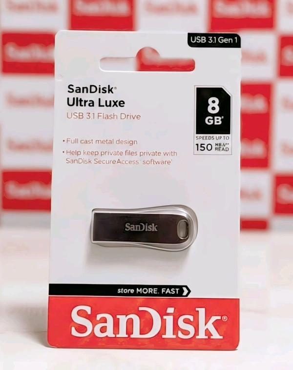 SanDisk Ultra Luxe 8GB, USB 3.2 Gen 1, Flash Drive, Upto 400MB/s R, Pendrive, Metal, 1Y Warranty (SDCZ74-8G-I35)