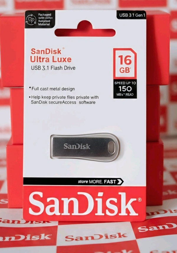 SanDisk Ultra Luxe 16GB, USB 3.2 Gen 1, Flash Drive, Upto 400MB/s R, Pendrive, Metal, 5Y Warranty (SDCZ74-16G-I35)