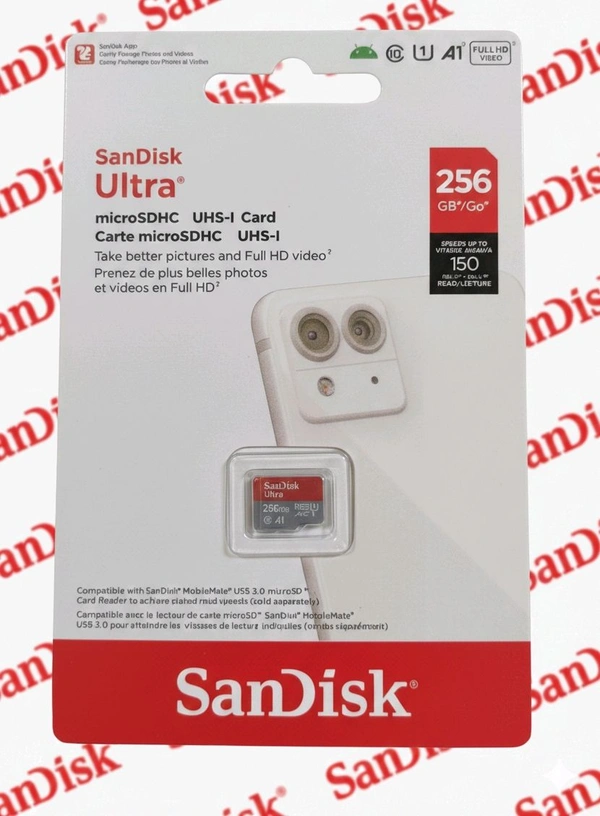 SanDisk Ultra 256GB microSDXC UHS-I, 150MB/s R, Memory Card, 1Y Warranty, for Smartphones
