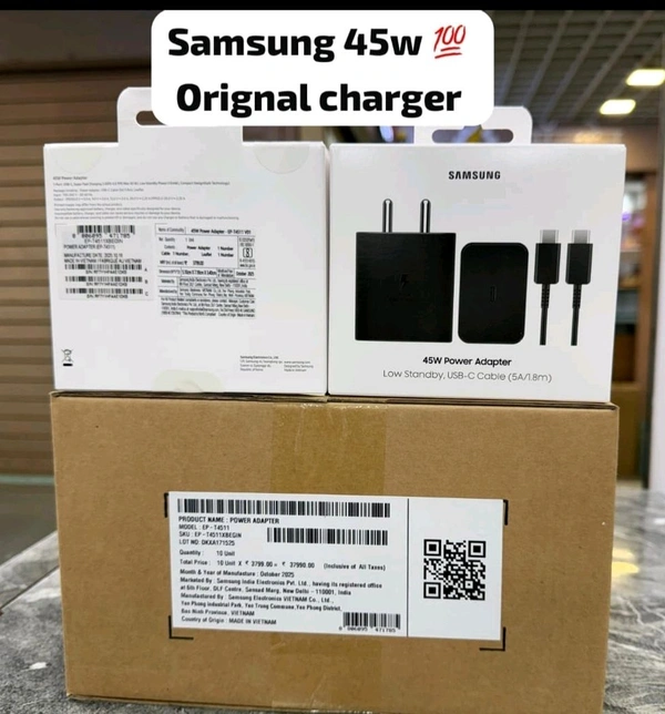 Samsung Original 45W Type-C Charger with Cable, Black