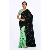 Polka Print Daily Wear Georgette Saree (Purpule Black)