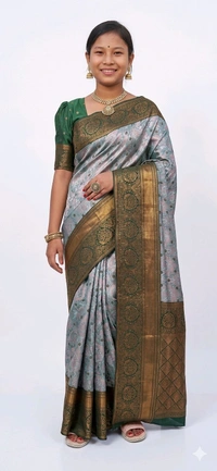 Women Kanjivara Pure Silk Art Silk Saree (Multicolor ) (50003)