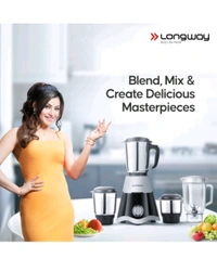 Longway Powerful Motor For Grinding Mixing Juicing Up ( To 750 W) Juicer Mixer Grinder (Super Dlx 4Jars Black Grey