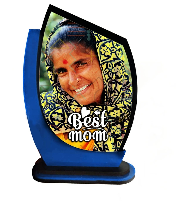 Personalized Wooden Trophy Photo frame for Mother's day gift - 9xg Inch, Blue