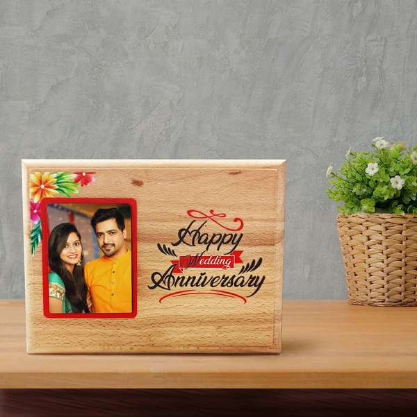 Personalized eco friendly wooden photo plaque frame for anniversary gift