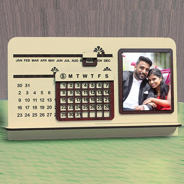 Personalised Anniversary Gift Wooden Lifetime Infinite Desk Table Calendar for office/home - 10.5x6.5 inch