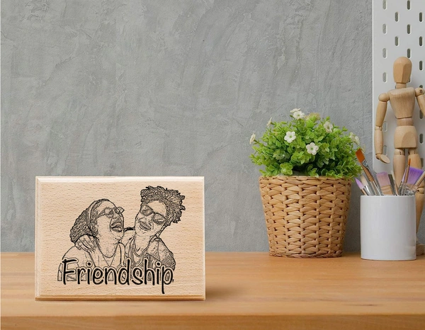 Friendship day gift personalized wooden frame with laser engraved image