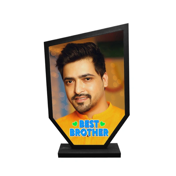 Personalized Gift for brother, award shape photo frame, Rakhi gift for brother - black