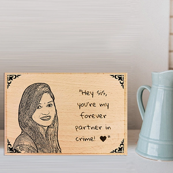 Personalized laser engraved Wooden Photo frame for Sister, Rakhi Gift for sister - 8x6