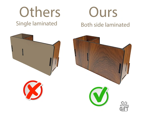 Achchha Gift Wooden Pen holder, desk organizer, 3 in1 pen stand - Without Print