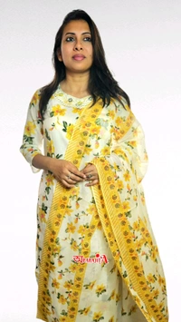 APARAJITA 3Pc Floral Kurti Set - M