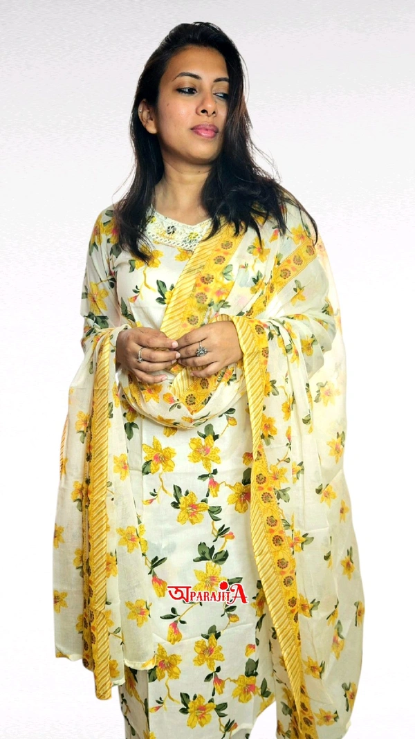 APARAJITA 3Pc Floral Kurti Set - L