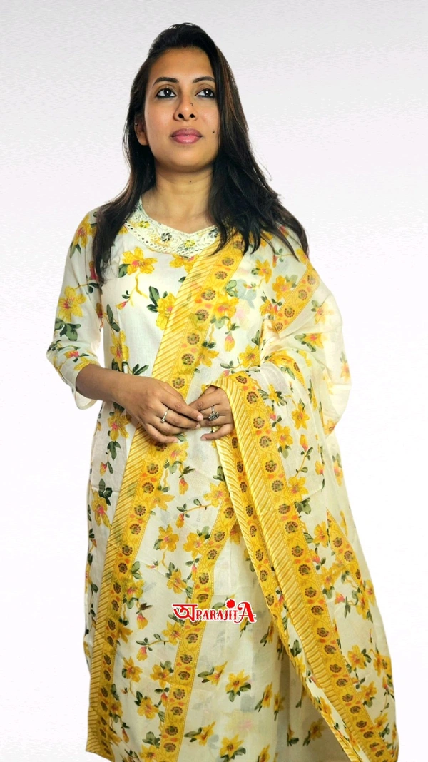 APARAJITA 3Pc Floral Kurti Set - L