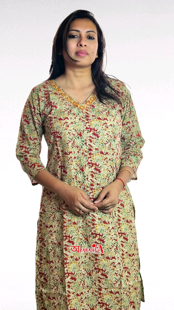 APARAJITA Cotton 3Pc Printed Kurti - L