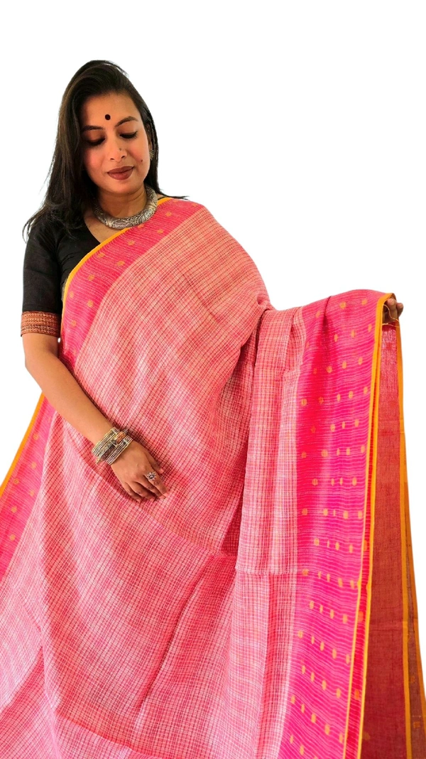 APARAJITA Pink Check Linen Sarees