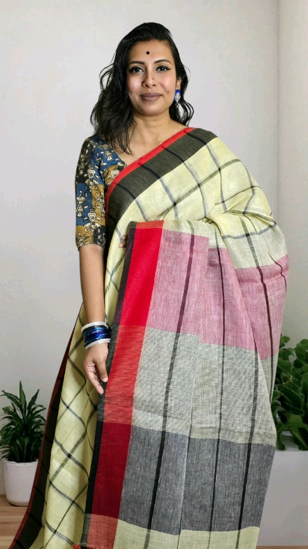APARAJITA Checks Linen Sarees