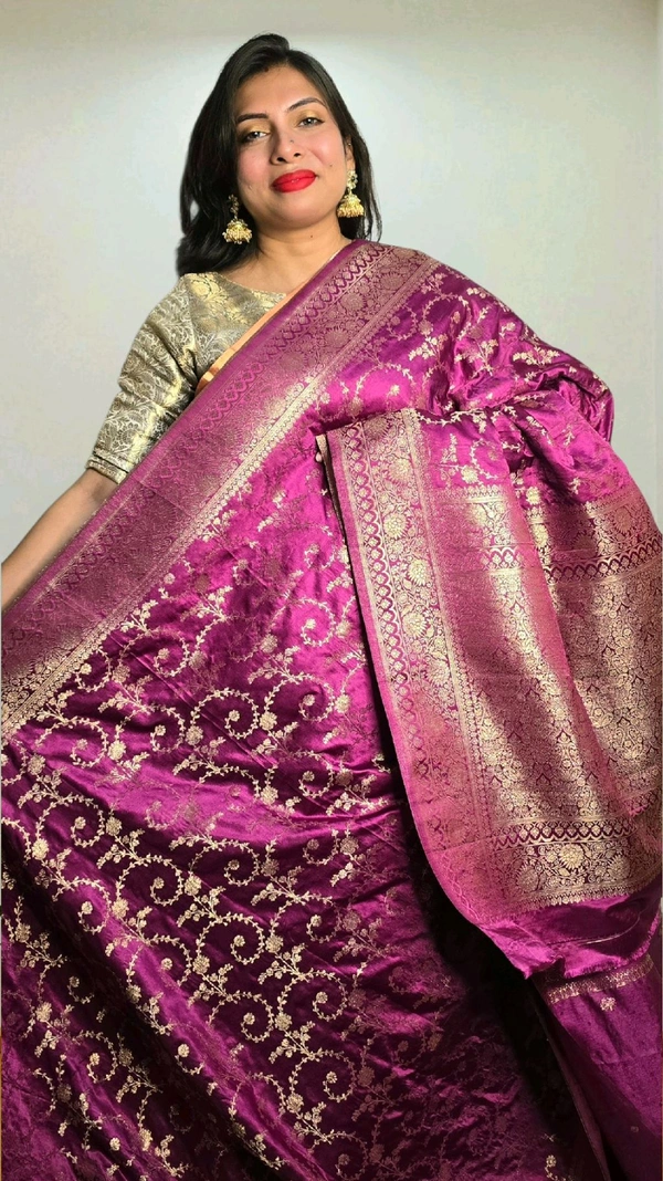 APARAJITA Mashru Benarasi Saree - Magenta