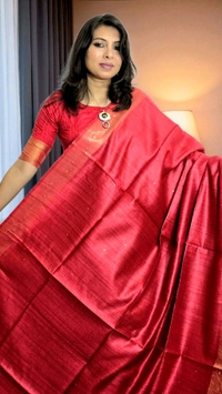 APARAJITA Tussar Saree With Sequins - Guardsman Red