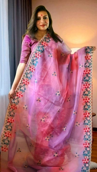 APARAJITA Organza Party Wear Saree - Fuchsia Pink