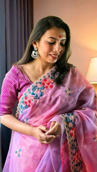 APARAJITA Organza Party Wear Saree - Fuchsia Pink