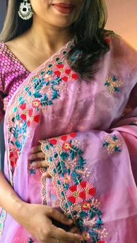 APARAJITA Organza Party Wear Saree - Fuchsia Pink