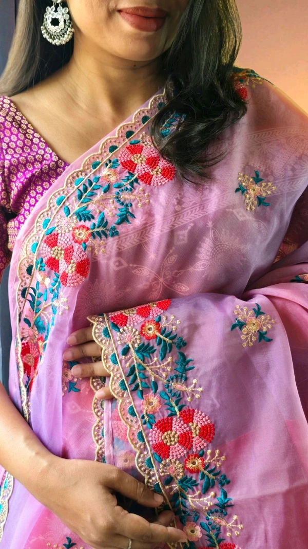 APARAJITA Organza Party Wear Saree - Fuchsia Pink