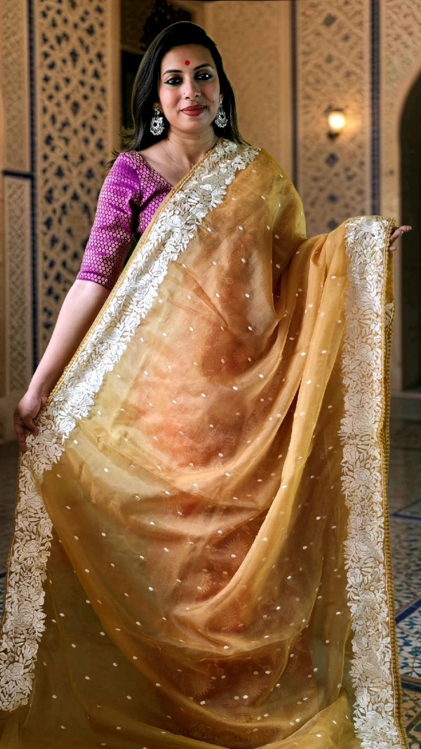 APARAJITA Organza Party Wear Saree - Beige