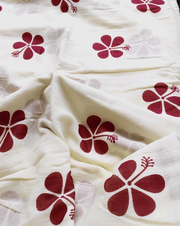 APARAJITA Floral Print Mul Cotton Fabric - 2.5mtrs, Design 1