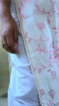 Pure Cotton Embroidery Kurti - L, Pink