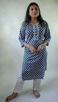 APARAJITA Indigo Cotton Kurti - XL