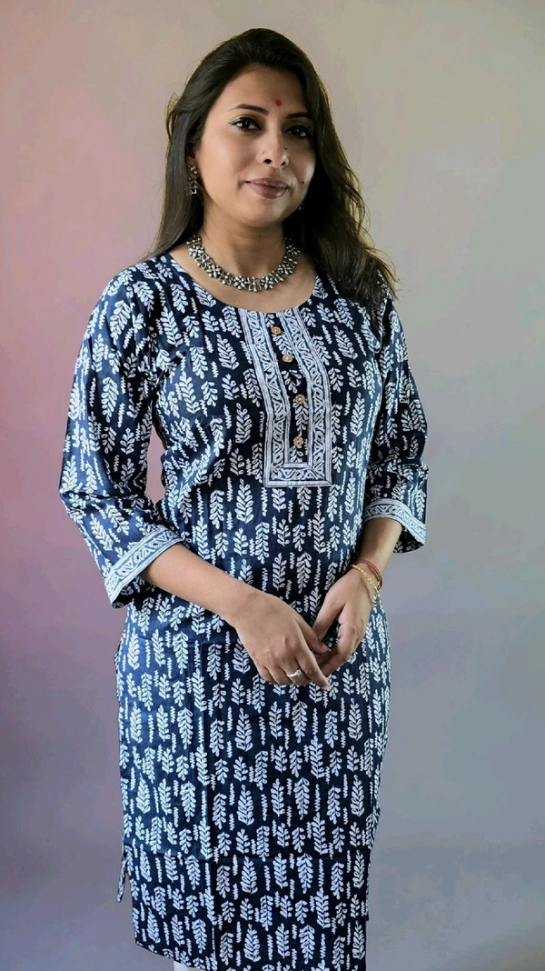 APARAJITA Indigo Cotton Kurti - 2XL