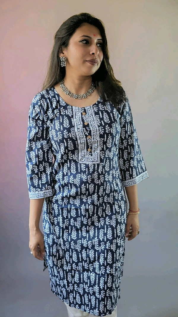 APARAJITA Indigo Cotton Kurti - 2XL