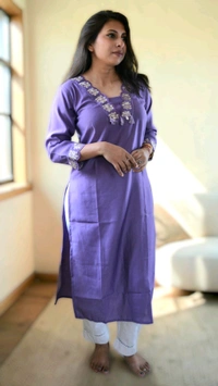 APARAJITA Kurti With Designer Collar - M, Lavender
