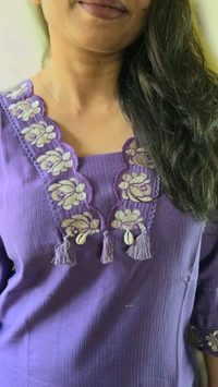 APARAJITA Kurti With Designer Collar - M, Lavender