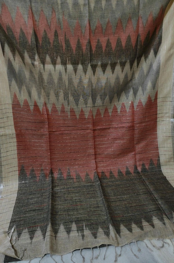 APARAJITA Ikkat Linen Saree With Sequins - Design 1