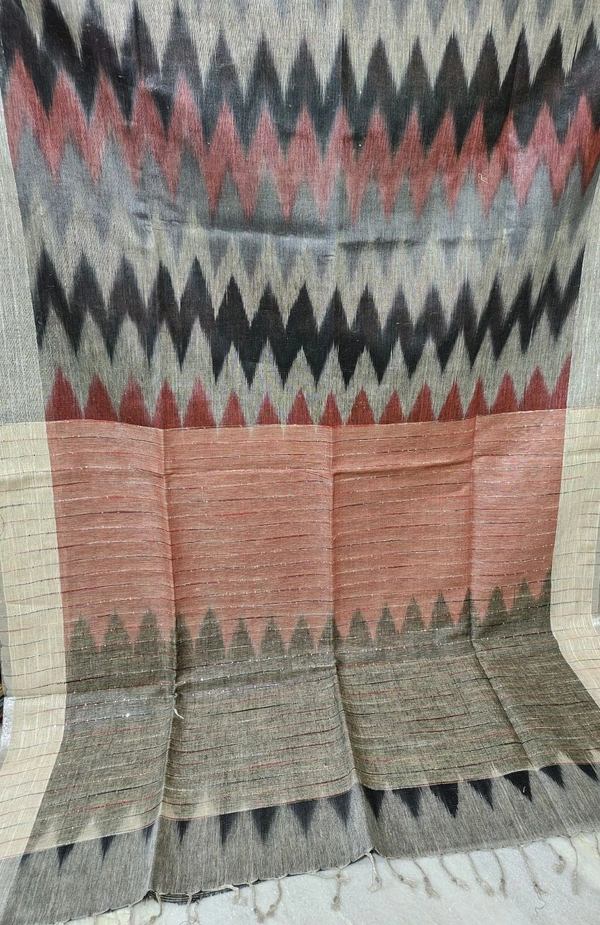 APARAJITA Ikkat Linen Saree With Sequins - Design 2