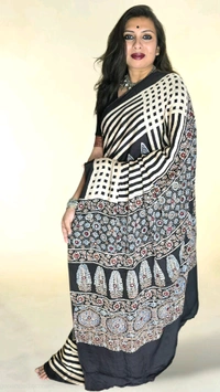 APARAJITA Mirror Ajrakh Modal Saree