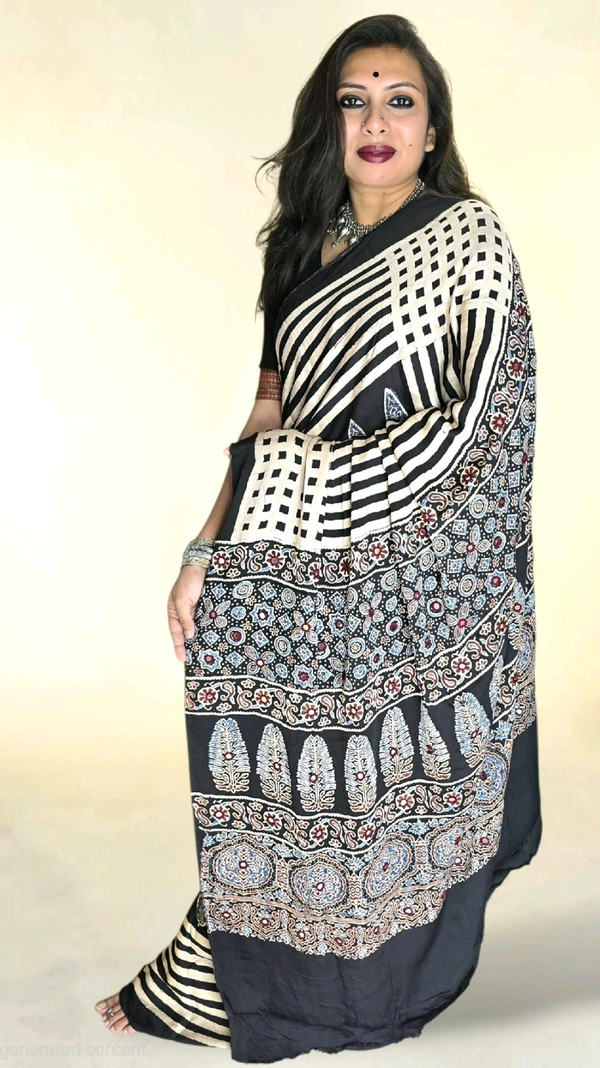 APARAJITA Mirror Ajrakh Modal Saree