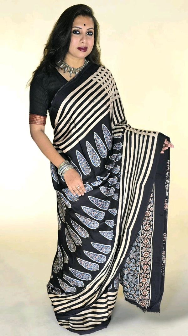 APARAJITA Mirror Ajrakh Modal Saree