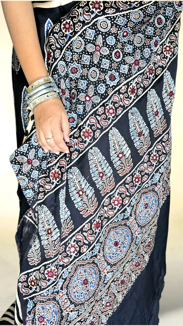 APARAJITA Mirror Ajrakh Modal Saree