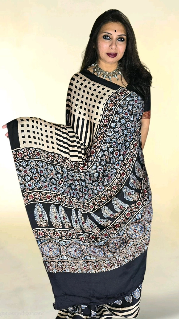 APARAJITA Mirror Ajrakh Modal Saree