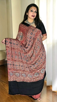 APARAJITA Mirror Ajrakh Modal Saree