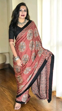 APARAJITA Mirror Ajrakh Modal Saree