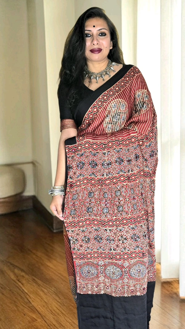 APARAJITA Mirror Ajrakh Modal Saree