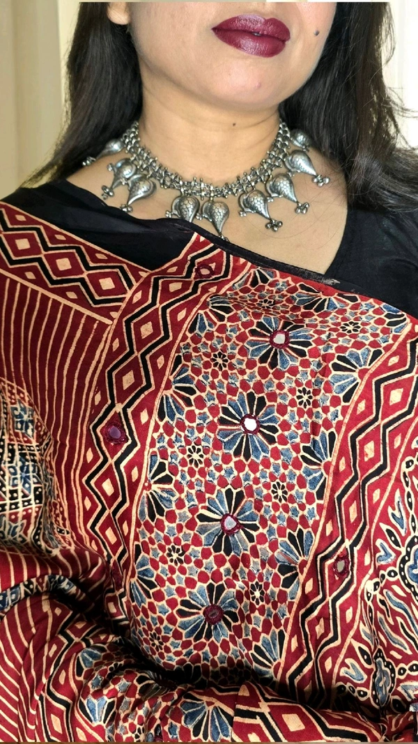 Mirror Ajrakh Modal Saree