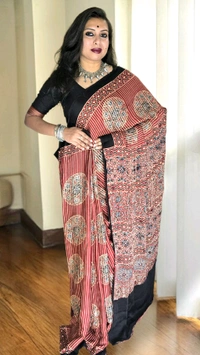 APARAJITA Mirror Ajrakh Modal Saree