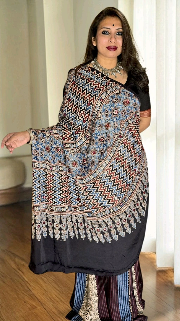 APARAJITA Mirror Ajrakh Modal Saree