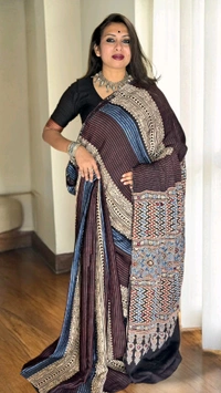 APARAJITA Mirror Ajrakh Modal Saree