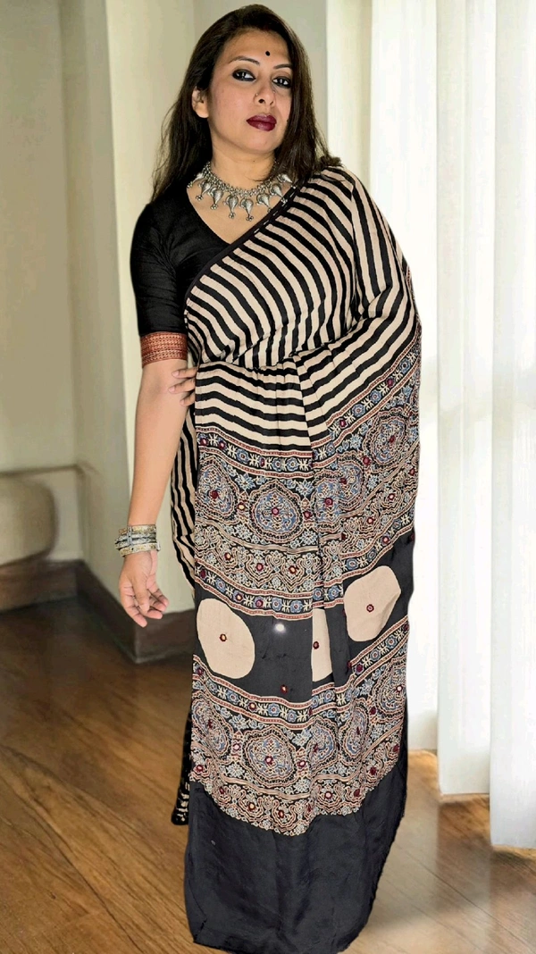APARAJITA Mirror Ajrakh Modal Saree